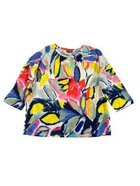 Shana Women's Sz XL Abstract Print Top 3/4 Sleeves Lightweight